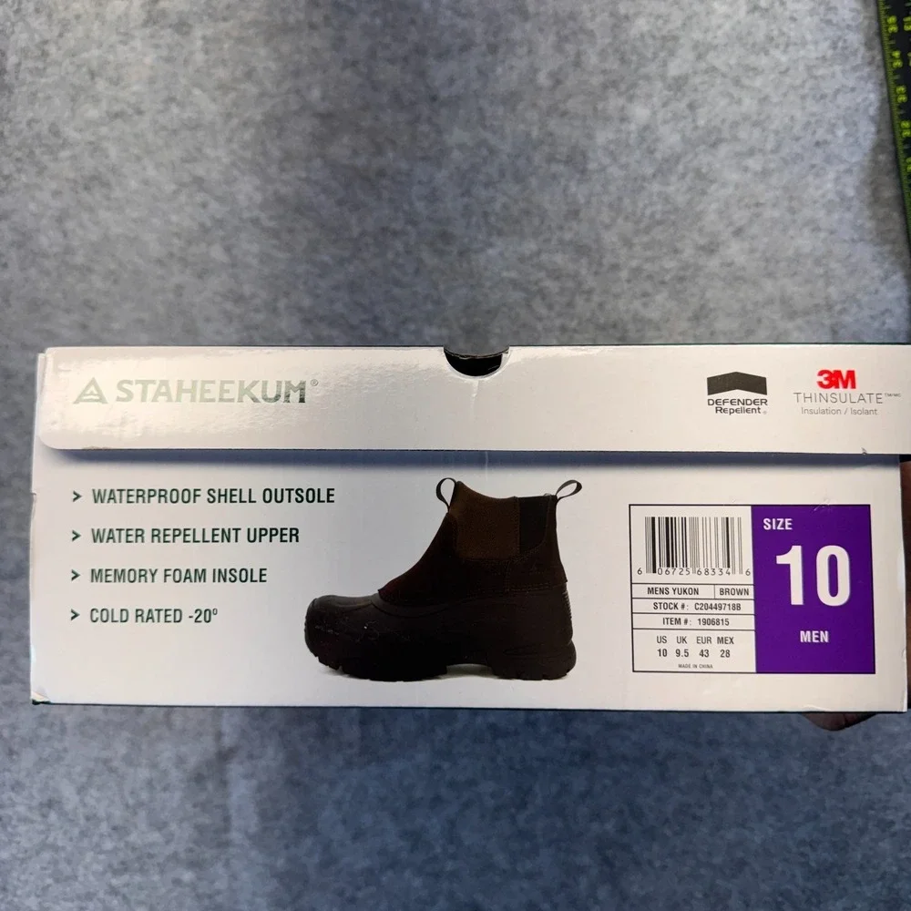 Staheekum Yukon Winter Boots Men's‎ Black Brown Round Toe Pull-On Waterproof  10